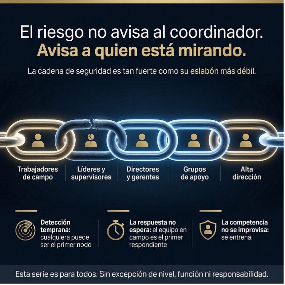 cadena de seguridad — trabajadores de campo, líderes, directores, grupos de apoyo, alta
                    dirección