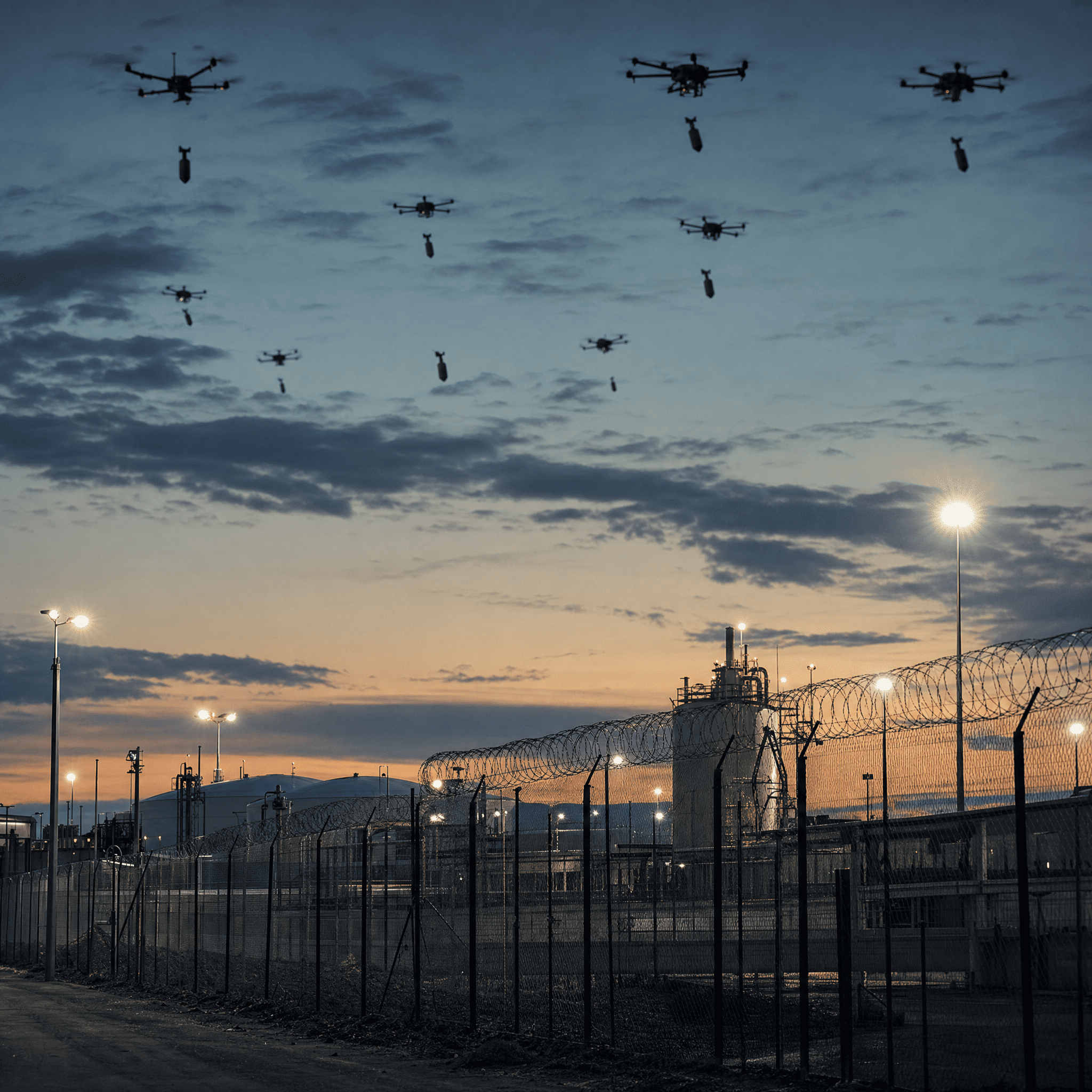 Riesgo de drones sobre instalaciones físicas: plantas de procesamiento, bases de operaciones, estaciones de bombeo y campamentos de trabajadores
